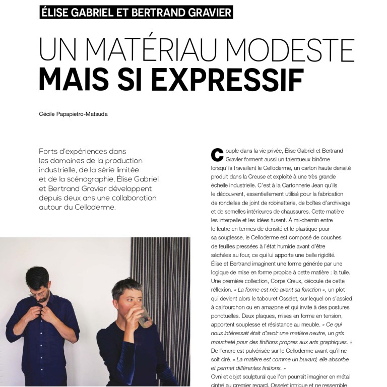 INTRAMUROS N°207 - Élise Gabriel et Bertrand Gravier - Un matériau modeste mais si expressif 